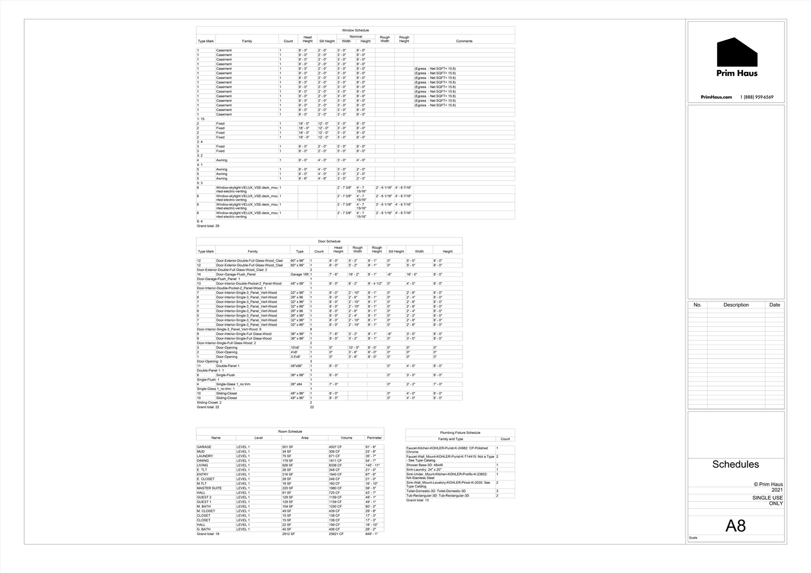 prim haus sample schedules