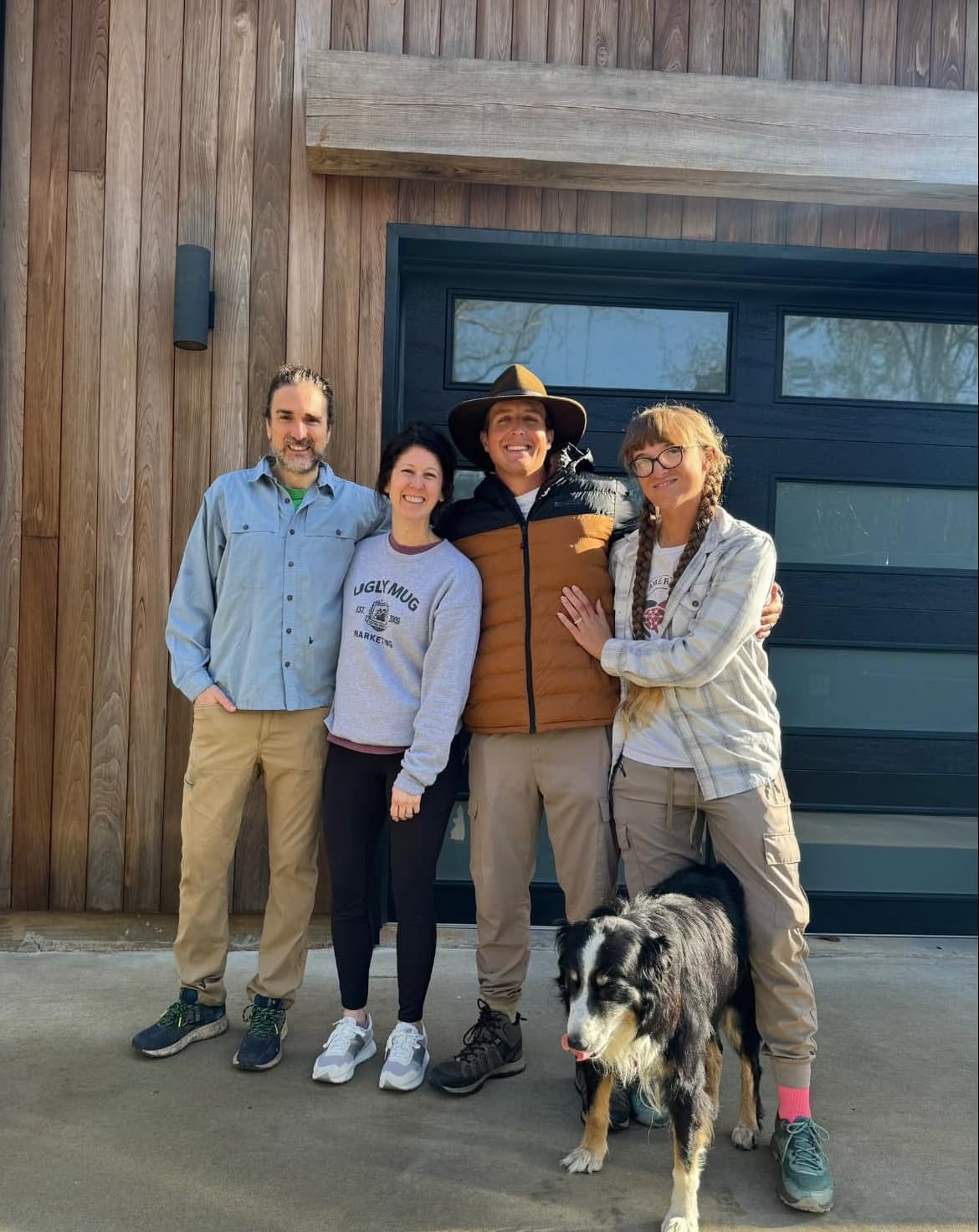 Happy Prim Haus clients building enjoying their new contemporary farmhouse home.