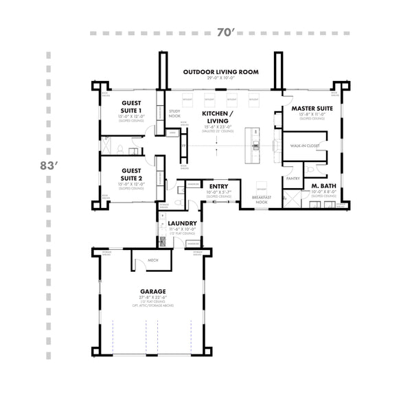 Modern Rambler House Plans | Blueprints for Small Luxury Homes