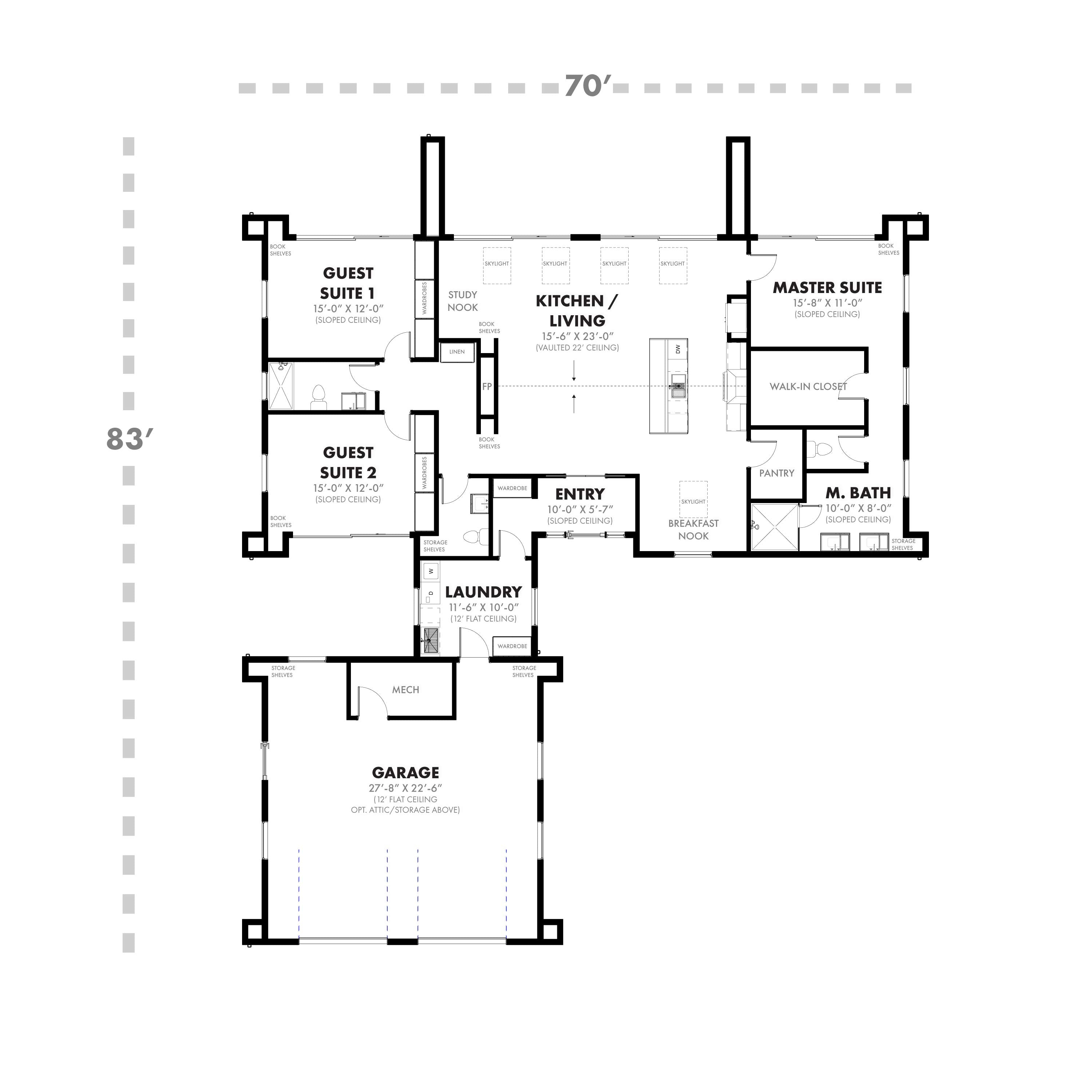 Mini Rambler + Garage House Plan