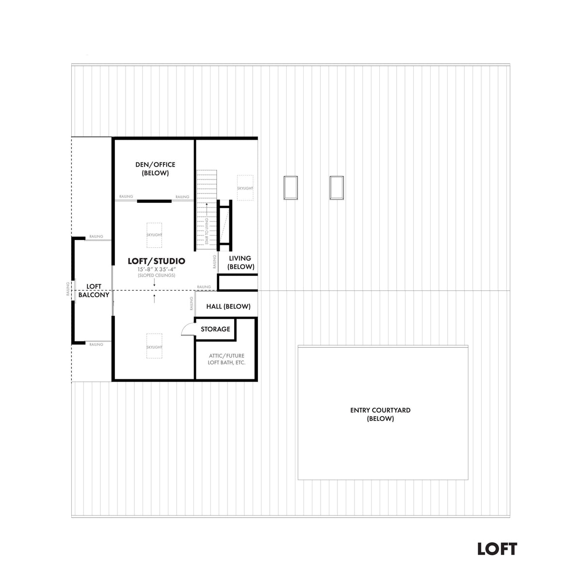 Rambler House Plan | 1-Story Black Metal Home with Outdoor Living