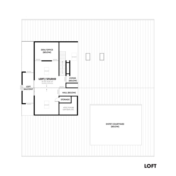 Rambler House Plan | 1-Story Black Metal Home with Outdoor Living