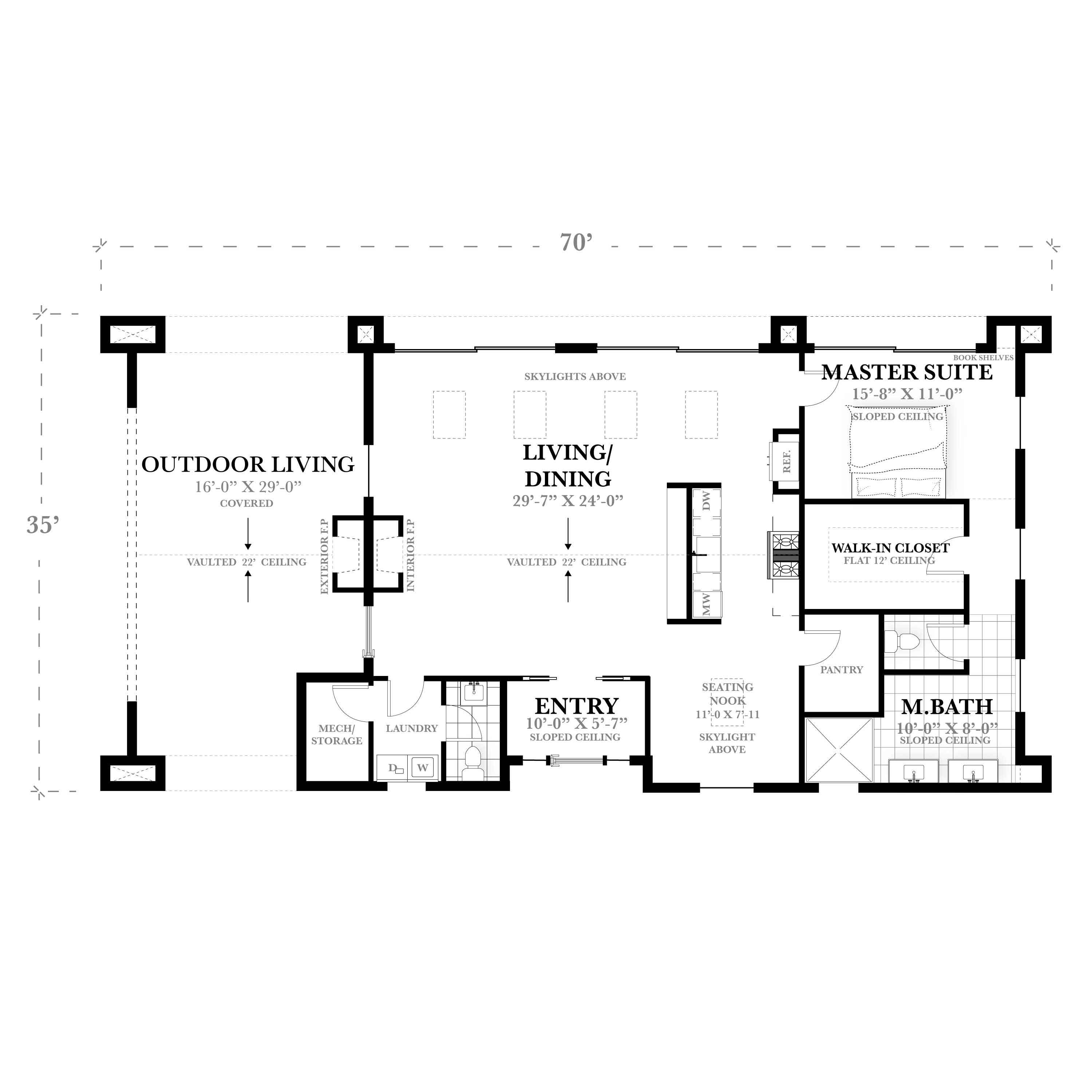 1 Bedroom Mini Rambler House Plan